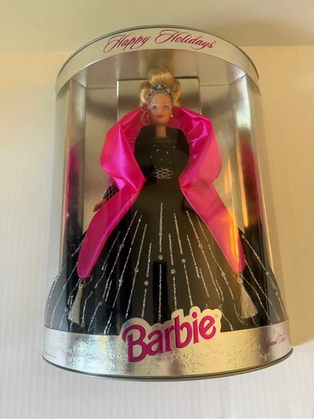 Barbie Happy Holidays Black and Hot Pink Holiday Gown